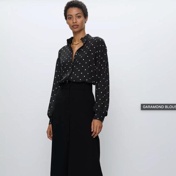 Aritzia | Babaton Garamond Blouse in Black and White Polka Dot - Picture 2 of 5